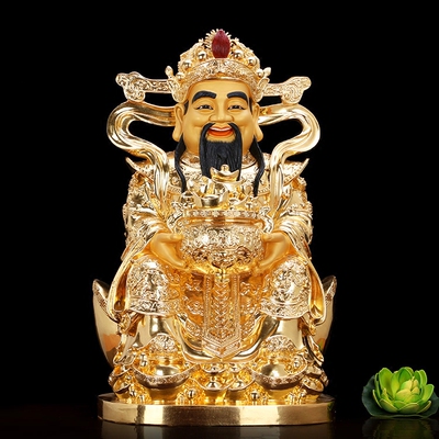 宝成佛具台湾宝华手工贴金财神招财摆件纯铜文财神佛像开业送礼