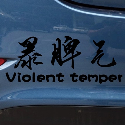 暴脾气 violent temper 个性贴纸 文字定制 汽车贴纸 小划痕装饰
