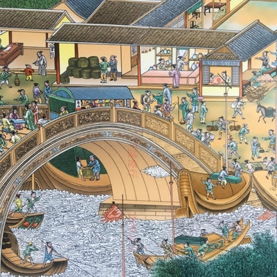 景德镇陶瓷手绘瓷板画清明上河图瓷板画现代客厅装饰画有框壁瓷画