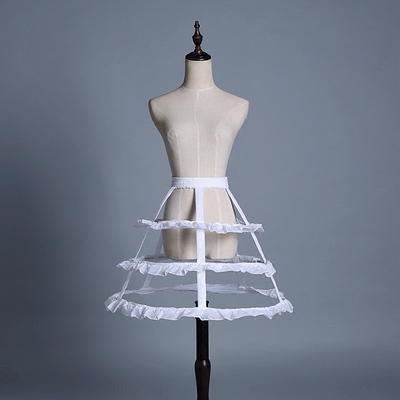 白色三层鸟笼裙撑lolita镂空荷叶边lo娘鱼骨撑女仆半身裙暴力日常_双