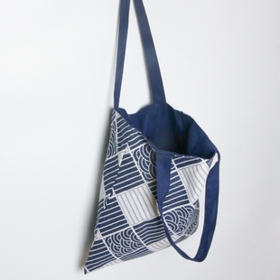 日式和风单肩包双面两用手提袋文艺清新帆布包简约休闲环保袋百搭