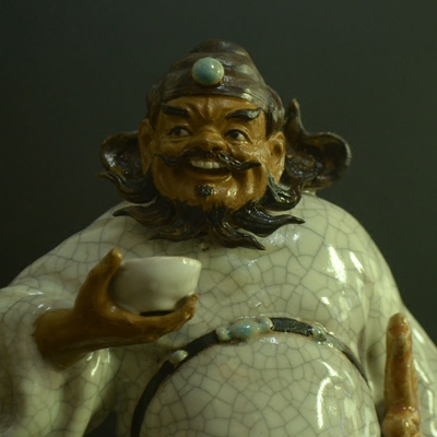 石湾公仔 饮酒钟馗 陶瓷家居装饰品摆件镇宅辟邪风水招财礼品摆设