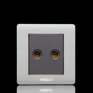 电视 美尚x7钛白拉丝二位单电视插口 有线光纤电视 二位电视插座面板