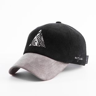 韩国进口flipper厚款灯芯绒撞色麂皮刺绣thuglife男爸爸棒球帽