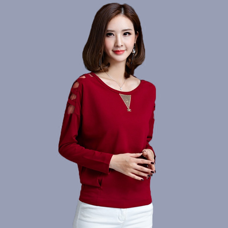 2017秋冬装新款中年女士百搭小衫宽松长袖t恤