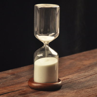 精致白沙沙漏简约时尚30分钟木座玻璃沙漏计时器办公室情人礼物