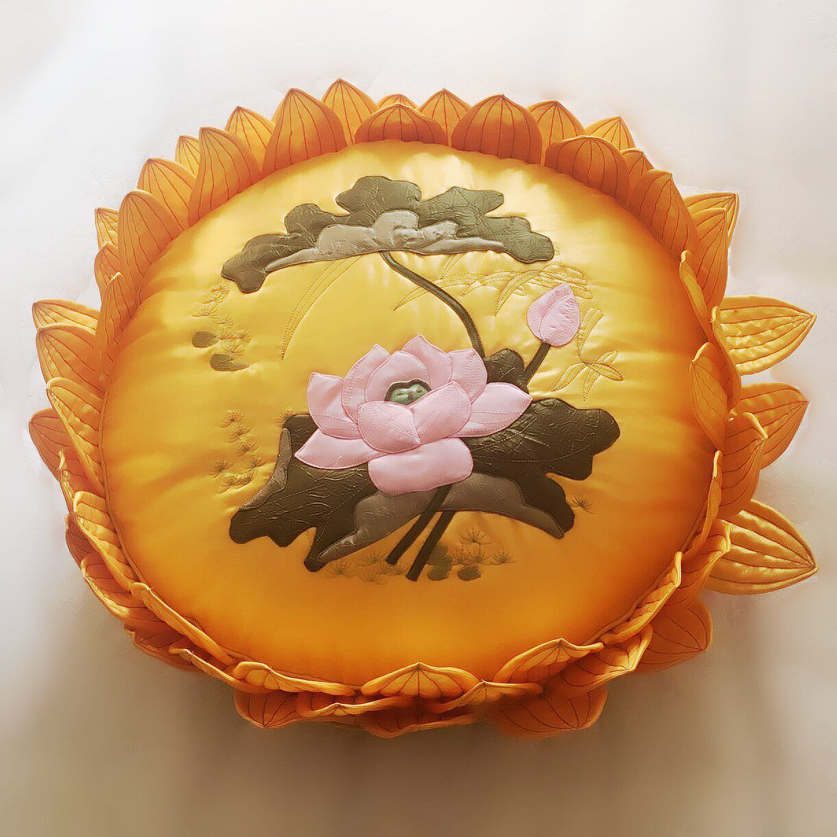 家用中式布艺坐垫团圆形莲花莲花打坐跪拜佛殿地板坐墩阳台可拆洗