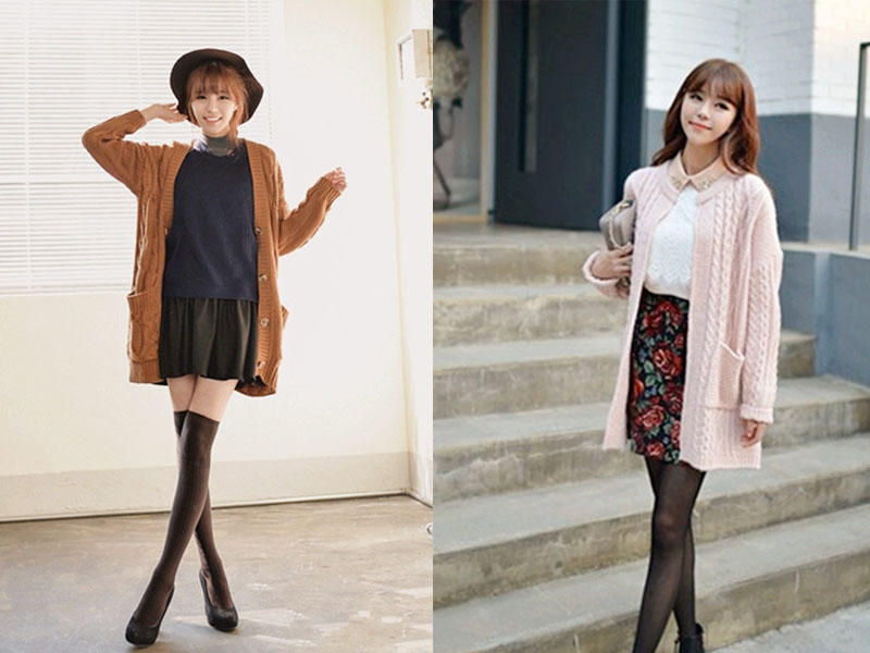 type 1  短款略长的毛衣外套,搭配短