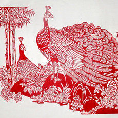 纯手工剪纸画轴-前程似锦