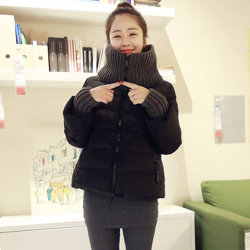 2015冬装新款针织立领韩版羽绒服女装修身加厚a字版短款羽绒外套