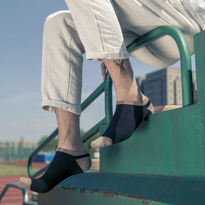 袜子男夏季纯棉短袜船袜男士春夏天吸汗防臭运动袜子男棉袜薄款