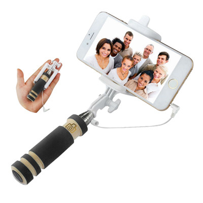 Складной проводной мини монопод для селфи со встроенным затвором
