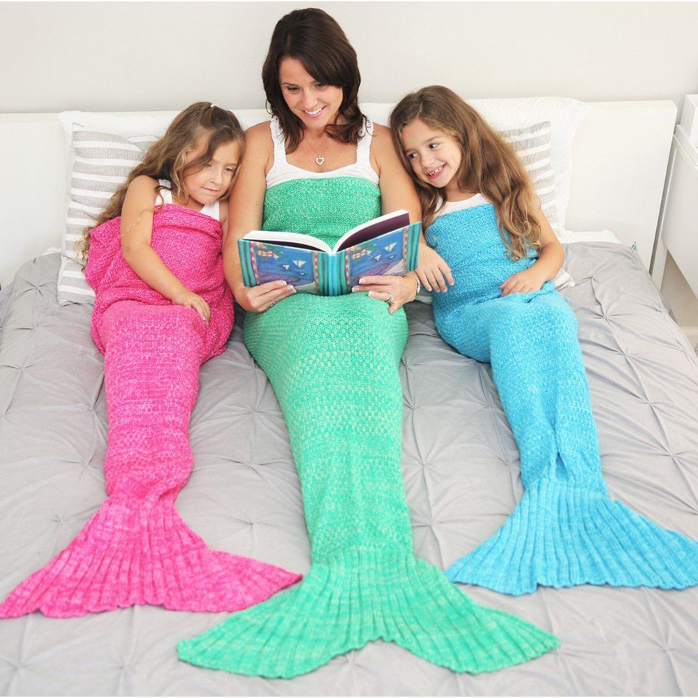 Korea Mermaid Blanket Tail Handmade Sleeping Bags Knit Soft Adults Kids 180cm A Ebay