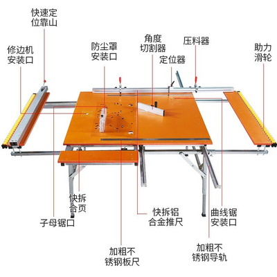 锯台木工工作台轨道推拉折叠电锯升降多功能O操作台便携式推台锯