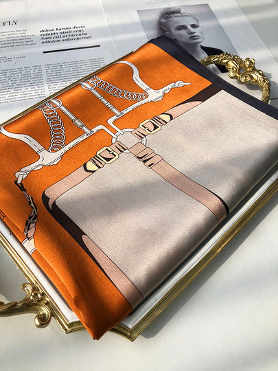 Hangzhou Silk Classy French Satin Silk Scarf Silk Women's Spring and Autumn Long Mulberry Silk Scarf Shawl Dual-Use