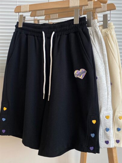 胖MM特大码300斤华夫格排扣休闲短裤女夏季宽松高腰运动五分裤子2