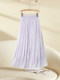 Slim A-line pleated skirt for women 2025 new summer thin high-waisted large hem skirt drooping flowing yarn skirt