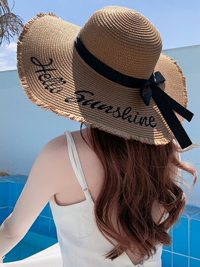 Sun Hat Women's Summer Internet Celebrity Straw Straw Hat Travel Seaside Beach Hat Sun Protection Sun Shade Fashion All-Match