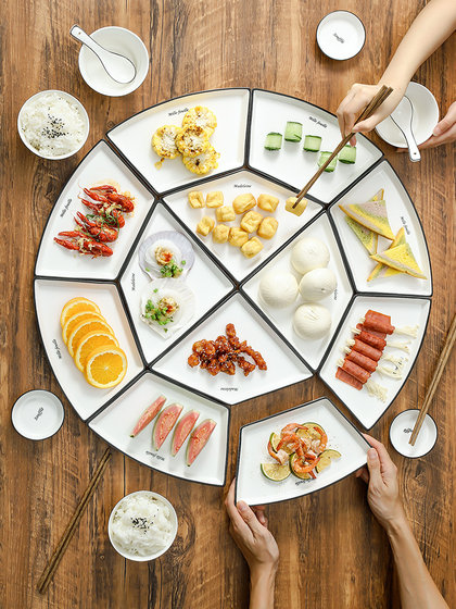 New Year Internet Celebrity Plate Dishes For Home Creative Ceramic Bowl Dish New Year's Eve Dinner Reunion Plate Tableware Suit Combination