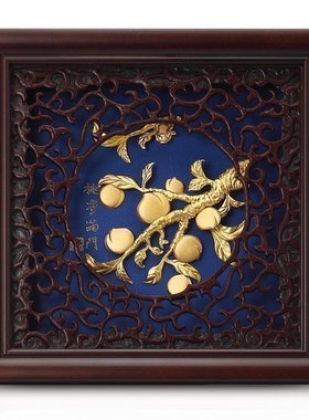 足金金箔画桃李满门毕业送老师教师节礼物创O意家居装饰工艺品摆