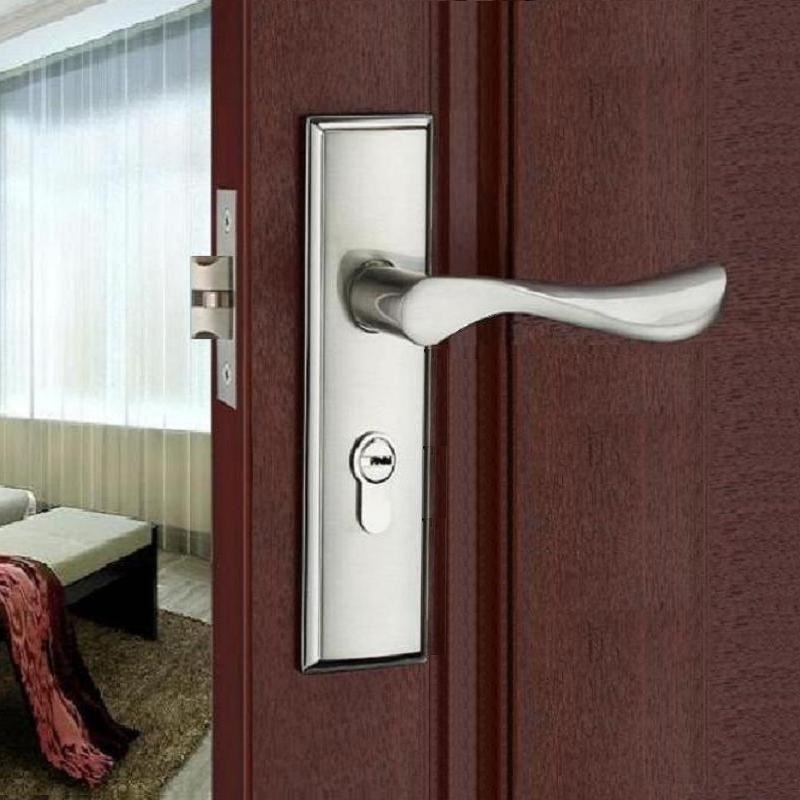 执手锁老式单舌静音室内卧室木门锁通用型压把锁家用旧门换锁把手 - 图0