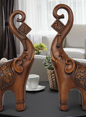 简约大象摆件一对客厅隔断柜电视柜装饰品家居工艺品摆设乔迁送礼