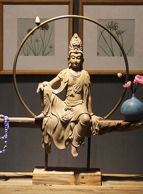 自在观音佛像摆件 家居客厅玄关桌博古架茶室装饰 新中式禅意摆设