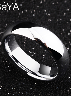 飒雅男士戒指银简约单身r素圈戒子潮男钨钢乌金尾戒指环女情侣饰