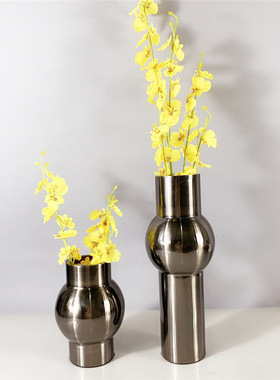 现代新黑色金属器酒店会所软装饰品样板间客厅玄关瓶