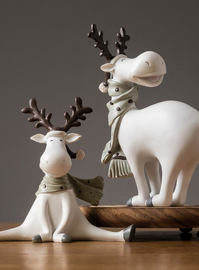 北欧麋鹿小摆件创意酒柜装饰品家居C客厅玄关电视柜书柜轻奢工艺