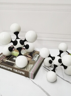 现代简约样板房客厅家居装饰摆件茶几托盘十M字分子配饰大理石水