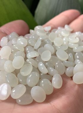 天然韩料和田白玉戒面青玉椭圆形蛋面羊脂玉裸石戒指吊坠耳钉手链