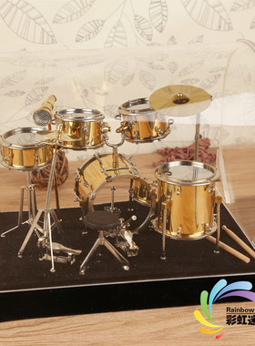 迷你架子鼓模型摆件 摇滚乐队吉他电贝斯话筒电子琴乐器模型