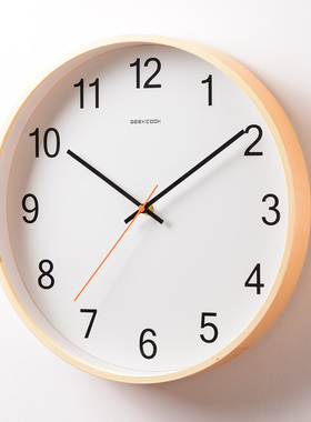 极简钟表时钟北欧风挂钟日式客厅木现代简约创意家用个性数字挂表