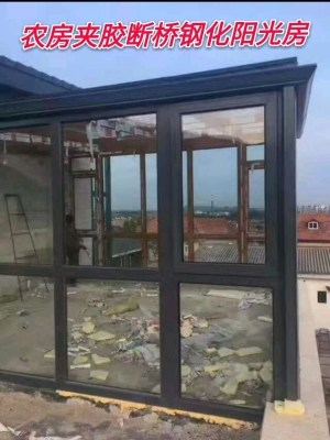 Glazed sunscreen anti-rain shed heathen glass-plated top glass anti-explosion light rubber bulletproof steel doors and windows 