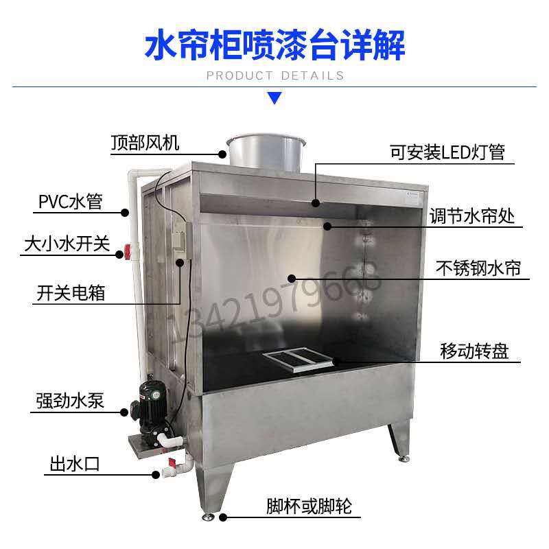 厂促环保水帘柜喷漆台不锈钢镀锌x板喷油柜室内废气净化设备非品-图0