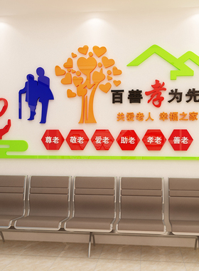 敬老院墙面装饰贴画社区街道文化墙宣传栏墙贴养老院背景墙办事处