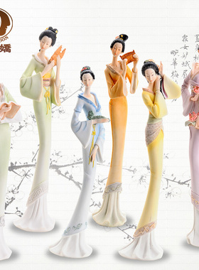 树脂新古典仕女摆件创意客厅装饰品摆设家居人物工艺品电视柜摆件