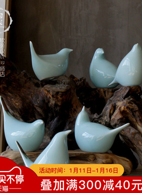 喜鹊 家居饰f品现代简约创意酒柜电视柜客厅板房软装 陶瓷摆件