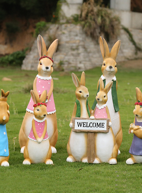 优选花园庭院装饰卡通创意兔子摆件雕塑树脂大号户外园林别墅工艺