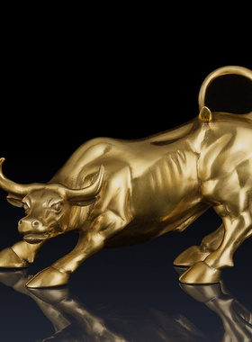 优选纯铜华尔街牛摆件办公室客厅家居招财铜牛装饰品旺市牛工艺品