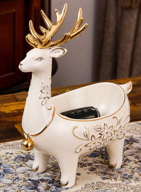 进门口玄关创意钥匙收纳盒陶瓷桌面置物架客厅欧式酒柜装饰品摆件