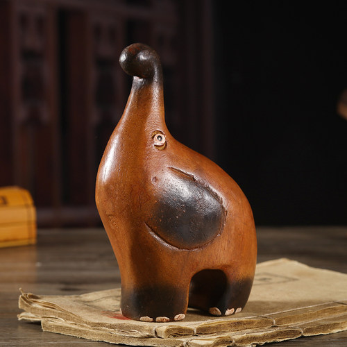 泰国进口实木小象东南亚摆件象木雕工艺品酒柜装饰品摆设吉祥如意 - 图2