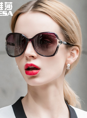 时尚韩版偏光太阳镜女圆脸大脸显瘦彩膜墨镜女大框复古潮女士眼镜