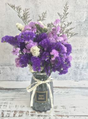 勿忘我干花花束带花瓶套装满天星真花装饰客厅家居摆设小清新摆件