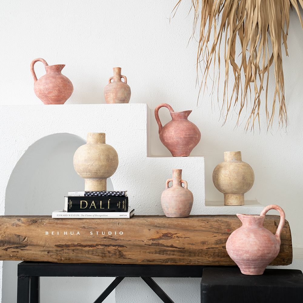 诧寂风陶艺花瓶斑驳新中式瓷器装饰品摆件玄关电视柜插花水培陶瓷