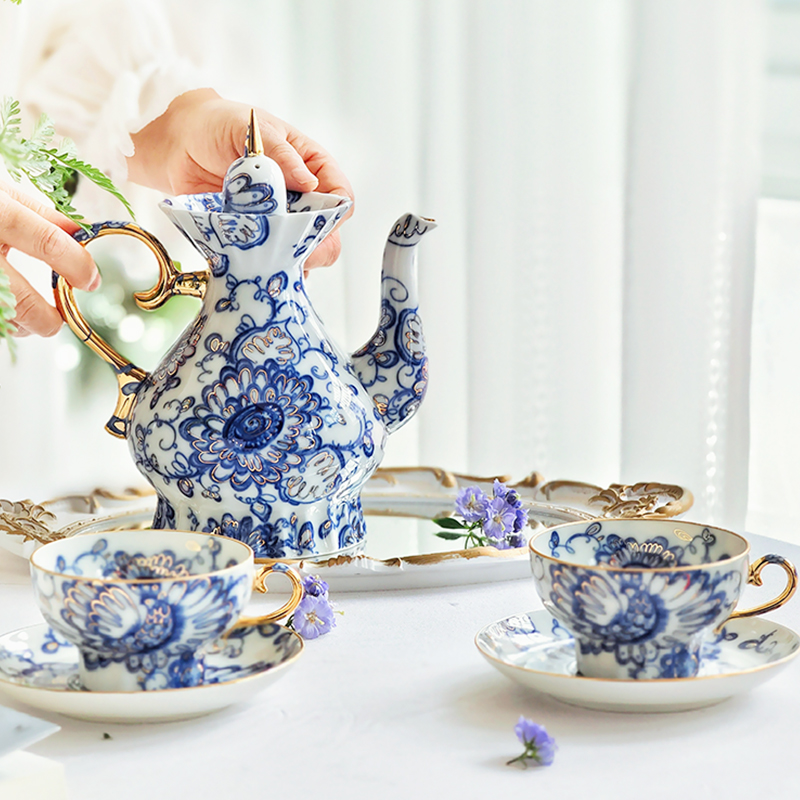 俄罗斯皇家Lomonosov凤歌咖啡红茶杯碟糖罐果盘茶壶下午茶瓷器