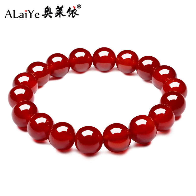 红黑色天然玛瑙玉髓手链女情侣闺蜜水晶串本命兔年饰品男生日礼物