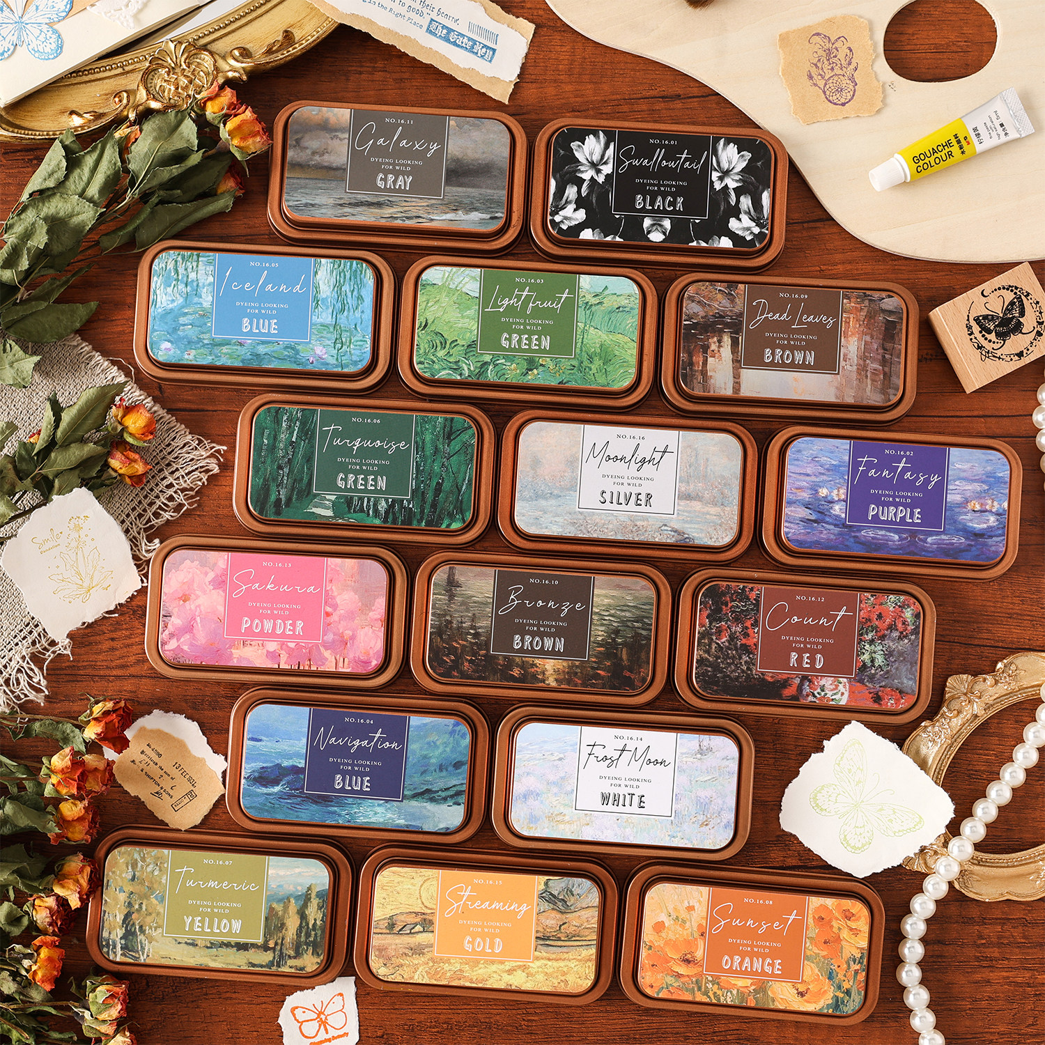 悦真拓染觅野系列复古方形铁盒印台印油日常涂鸦速干印泥印章伴侣