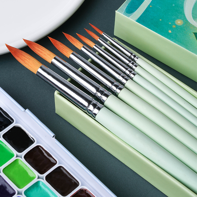 水彩笔美术专用毛笔水彩画笔水彩颜料笔套装美术生专用绘画笔尼龙毛动物毛勾线笔水彩画画笔油画水粉丙烯笔刷